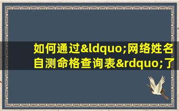 如何通过“网络姓名自测命格查询表”了解个人命理