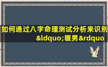 如何通过八字命理测试分析来识别“暖男”特质