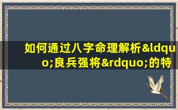 如何通过八字命理解析“良兵强将”的特质与命运