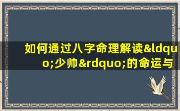 如何通过八字命理解读“少帅”的命运与性格