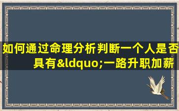 如何通过命理分析判断一个人是否具有“一路升职加薪”的命格