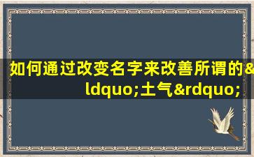 如何通过改变名字来改善所谓的“土气”命格