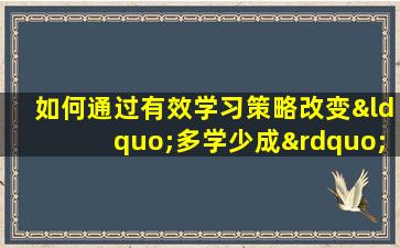 如何通过有效学习策略改变“多学少成”的命格