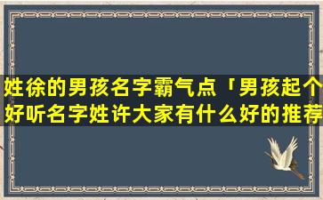 姓徐的男孩名字霸气点「男孩起个好听名字姓许大家有什么好的推荐的吗」