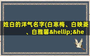 姓白的洋气名字(白寒梅、白映菱、白雅馨……寻找zui美白姓洋气女孩名字)