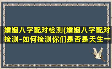 婚姻八字配对检测(婚姻八字配对检测-如何检测你们是否是天生一对？)