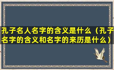 孔子名人名字的含义是什么（孔子名字的含义和名字的来历是什么）