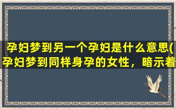 孕妇梦到另一个孕妇是什么意思(孕妇梦到同样身孕的女性，暗示着什么？)