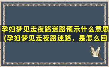 孕妇梦见走夜路迷路预示什么意思(孕妇梦见走夜路迷路，是怎么回事？预示着什么意思？)