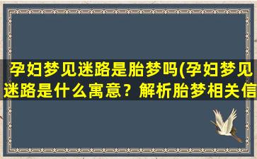 孕妇梦见迷路是胎梦吗(孕妇梦见迷路是什么寓意？解析胎梦相关信息)