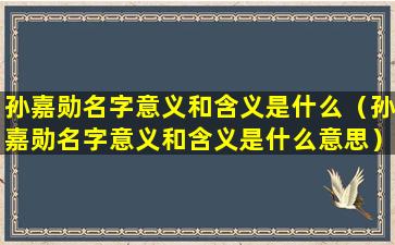 孙嘉勋名字意义和含义是什么（孙嘉勋名字意义和含义是什么意思）