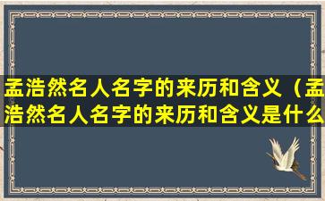 孟浩然名人名字的来历和含义（孟浩然名人名字的来历和含义是什么）