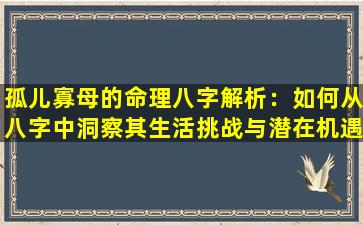 孤儿寡母的命理八字解析：如何从八字中洞察其生活挑战与潜在机遇