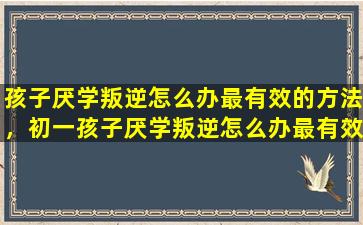 孩子厌学叛逆怎么办最有效的方法，初一孩子厌学叛逆怎么办最有效的方法