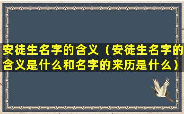 安徒生名字的含义（安徒生名字的含义是什么和名字的来历是什么）