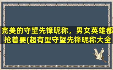 完美的守望先锋昵称，男女英雄都抢着要(超有型守望先锋昵称大全！男女英雄都想要！)