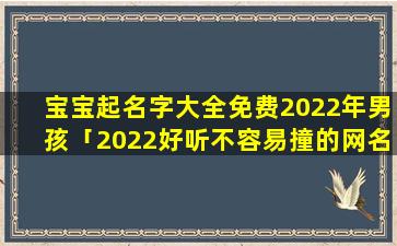 宝宝起名字大全免费2022年男孩「2022好听不容易撞的网名男」