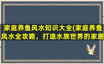 家庭养鱼风水知识大全(家庭养鱼风水全攻略，打造水族世界的家居装饰！)