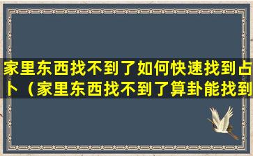 家里东西找不到了如何快速找到占卜（家里东西找不到了算卦能找到吗）