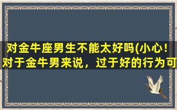 对金牛座男生不能太好吗(小心！对于金牛男来说，过于好的行为可能适得其反)