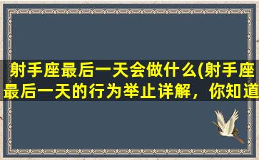 射手座最后一天会做什么(射手座最后一天的行为举止详解，你知道了吗？)