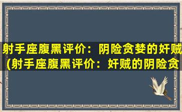 射手座腹黑评价：阴险贪婪的奸贼(射手座腹黑评价：奸贼的阴险贪婪世界)