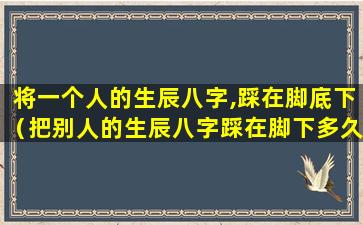 将一个人的生辰八字,踩在脚底下（把别人的生辰八字踩在脚下多久见效）