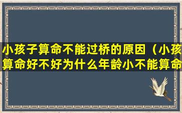 小孩子算命不能过桥的原因（小孩算命好不好为什么年龄小不能算命）