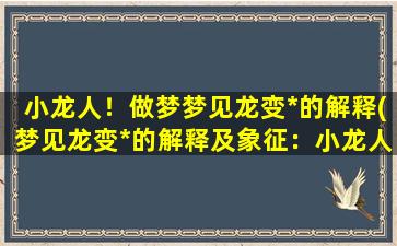 小龙人！做梦梦见龙变*的解释(梦见龙变*的解释及象征：小龙人之谜揭秘)