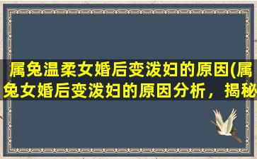 属兔温柔女婚后变泼妇的原因(属兔女婚后变泼妇的原因分析，揭秘温柔女为何“变脸”？)