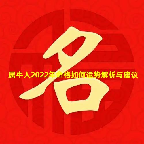 属牛人2022年命格如何运势解析与建议