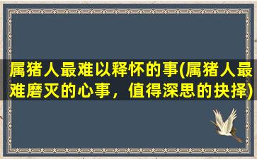 属猪人最难以释怀的事(属猪人最难磨灭的心事，值得深思的抉择)