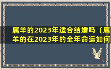 属羊的2023年适合结婚吗（属羊的在2023年的全年命运如何）