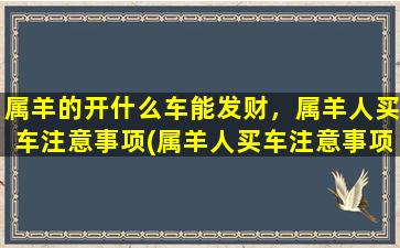 属羊的开什么车能发财，属羊人买车注意事项(属羊人买车注意事项及发财好车推荐)