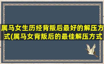 属马女生历经背叛后最好的解压方式(属马女背叛后的最佳解压方式，让你重拾内心平静和快乐)