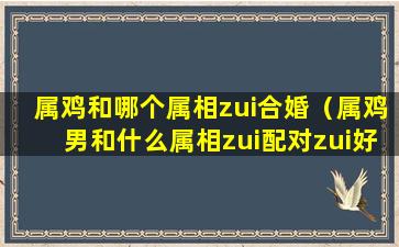 属鸡和哪个属相zui合婚（属鸡男和什么属相zui配对zui好）