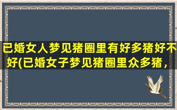 已婚女人梦见猪圈里有好多猪好不好(已婚女子梦见猪圈里众多猪，预示着什么？)