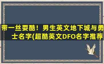 带一丝耍酷！男生英文地下城与勇士名字(超酷英文DFO名字推荐，让你的角色更独特！)