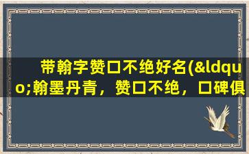 带翰字赞口不绝好名(“翰墨丹青，赞口不绝，口碑俱佳，成就seo”)