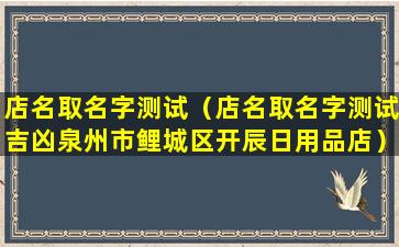 店名取名字测试（店名取名字测试吉凶泉州市鲤城区开辰日用品店）