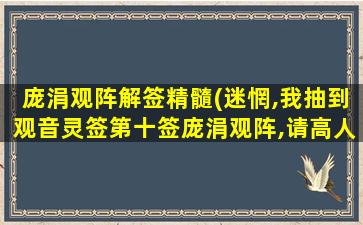 庞涓观阵解签精髓(迷惘,我抽到观音灵签第十签庞涓观阵,请高人详解,谢谢)