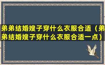 弟弟结婚嫂子穿什么衣服合适（弟弟结婚嫂子穿什么衣服合适一点）