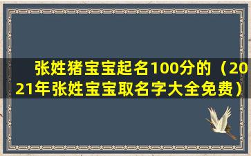 张姓猪宝宝起名100分的（2021年张姓宝宝取名字大全免费）