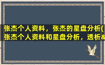 张杰个人资料，张杰的星盘分析(张杰个人资料和星盘分析，透析“逆流成河”背后的励志人生)