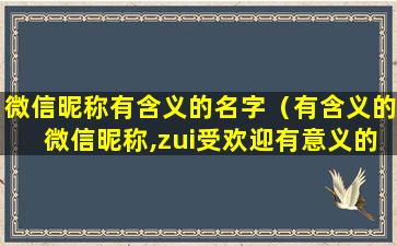 微信昵称有含义的名字（有含义的微信昵称,zui受欢迎有意义的微信名字）