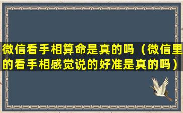 微信看手相算命是真的吗（微信里的看手相感觉说的好准是真的吗）