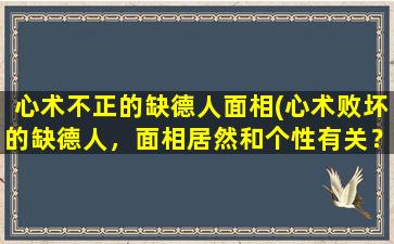 心术不正的缺德人面相(心术败坏的缺德人，面相居然和个性有关？！)