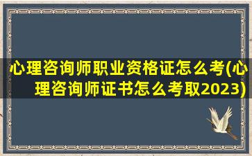 心理咨询师职业资格证怎么考(心理咨询师证书怎么考取2023)