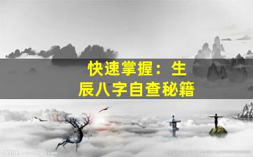 快速掌握：生辰八字自查秘籍