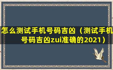 怎么测试手机号码吉凶（测试手机号码吉凶zui准确的2021）